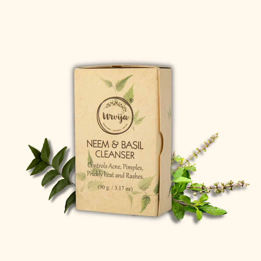 Neem and Basil Cleanser Urvija Neem Basil Cleanser Soap for Oily Skin - Image 1